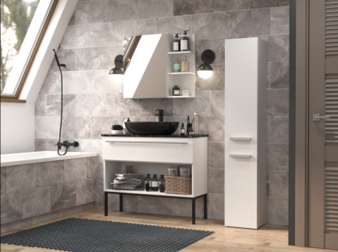 Szafka łazienkowa NEL IV 31x30xH174 biel mat - Galeria zdjęcie 7