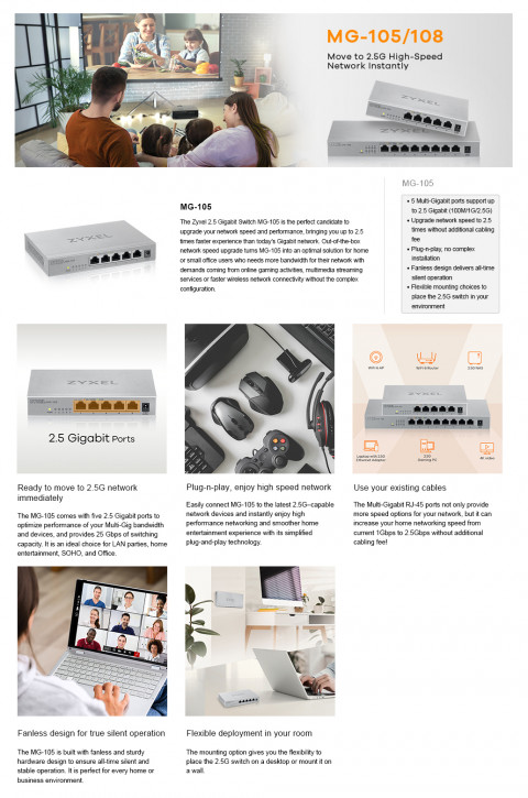 Switch Zyxel MG-105 5p Unmanaged Multigigabit - Galeria zdjęcie 10