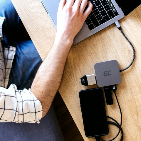 GREEN CELL ADAPTER, PRZEJŚCIÓWKA HUB USB-C 6W1 - Galeria zdjęcie 3