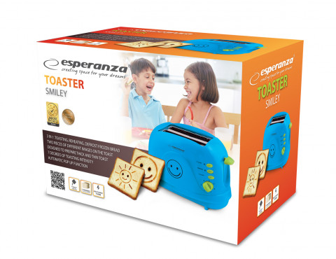 Esperanza EKT003B toster SMILEY 3 w 1 - NIEBIESKI - Galeria zdjęcie 3