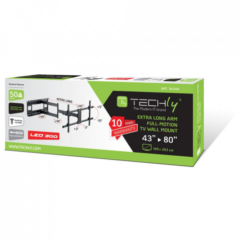 TECHLY DŁUGI UCHWYT ŚCIENNY TV LCD/LED 43-80 CALI - Galeria zdjęcie 2