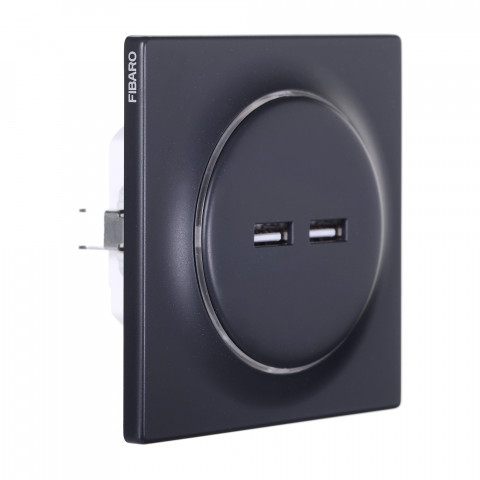 FIBARO Gniazdo USB Walli N USB Outlet antracyt - Galeria zdjęcie 2