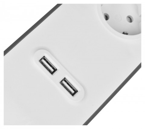 Listwa zasilająca Belkin Power Surge 4-PORT + 2xUSB-A 2m Grey/White Schuko - Galeria zdjęcie 3