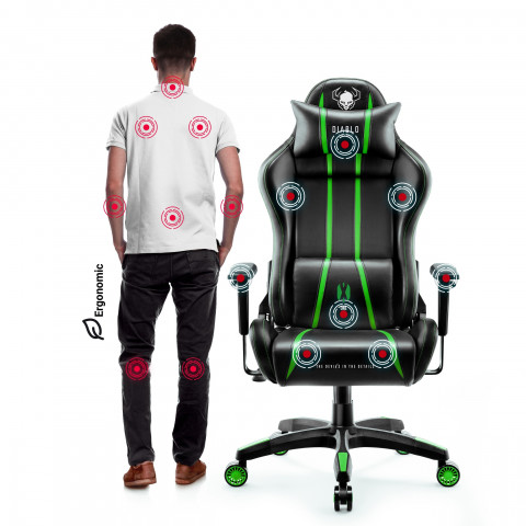 Fotel gamingowy DIABLO X-ONE 2.0 normal fotel czarno-zielony - Galeria zdjęcie 8