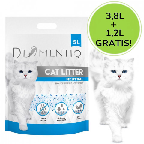 DIAMENTIQ Żwirek Neutralny, Silikonowy, Niezbrylający się dla kota - 3,8 l + 1,2 l GRATIS! - Galeria zdjęcie 1