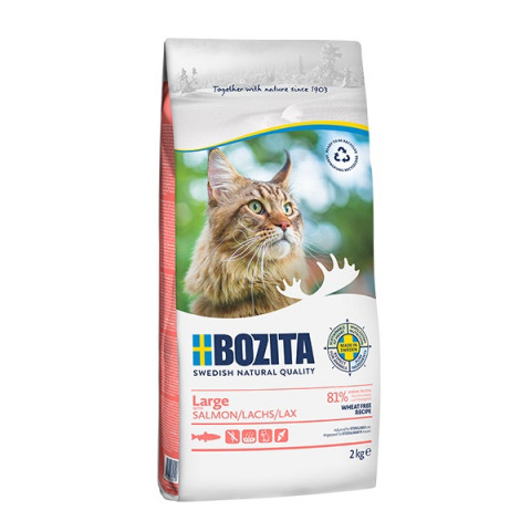 BOZITA Large Wheat free Salmon - sucha karma dla kotów dużych i długowłosych - 2kg - Galeria zdjęcie 1