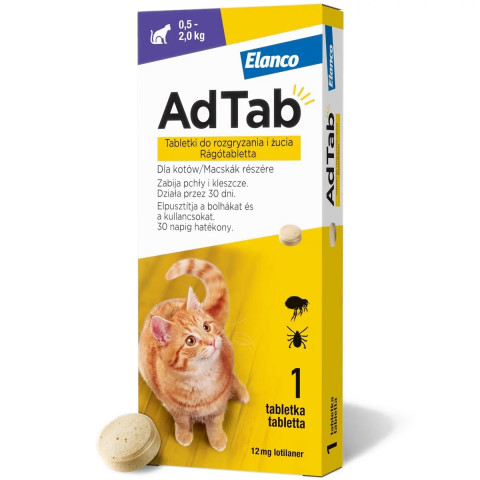 AdTab Tabletki dla kotów (0,5-2,0kg) 3x(1x12mg) - Galeria zdjęcie 8