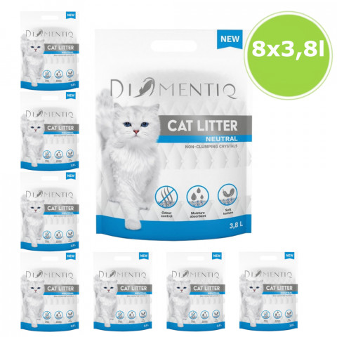 DIAMENTIQ Żwirek Neutralny, Silikonowy, Niezbrylający się dla kota - 8x3,8 l - Galeria zdjęcie 1