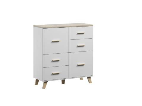 Komoda LOTTA 110 2D4S biały+ dąb sonoma - Galeria zdjęcie 3