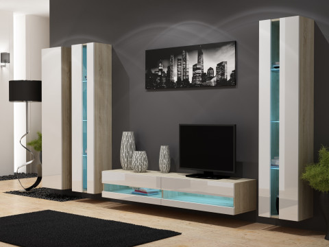 Regał VIGO NEW 180/40/30 dąb sonoma/biały połysk - Galeria zdjęcie 5