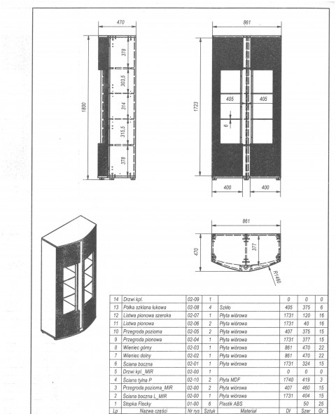 Witryna 2D MICHELLE 86x35-47xH180 czarny/dąb viking - Galeria zdjęcie 6