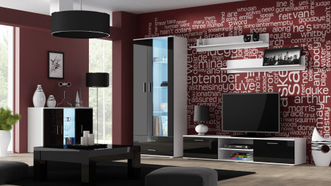 Komoda 120cm SOHO S7 biały/ czarny połysk - Galeria zdjęcie 3