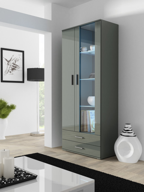 Witryna SOHO S6 2D2S szary/ szary połysk - Galeria zdjęcie 1