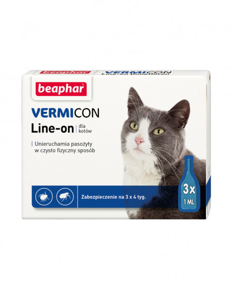 BEAPHAR VERMICON Line-on Cat - krople przeciw pasożytom dla kota - 3x1 ml - Galeria zdjęcie 1
