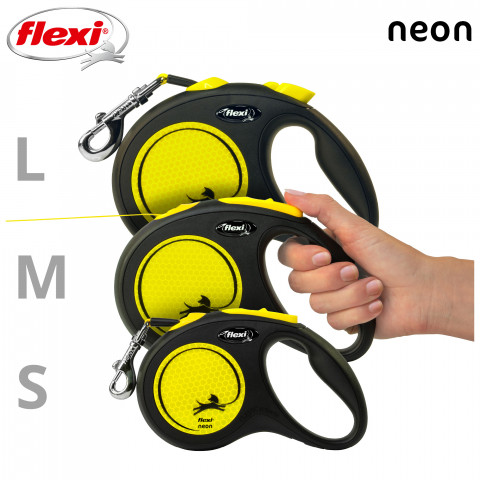 FLEXI New Neon S żółta - automatyczna smycz dla psa - 5m - Galeria zdjęcie 4
