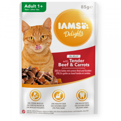 IAMS Delights Adult Wołowina z marchewką w galarecie - mokra karma dla kota - 85 g - Galeria zdjęcie 1