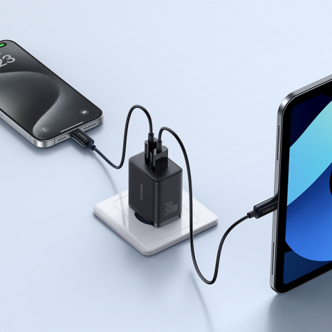Ładowarka sieciowa Baseus Cube C+U 30W EU (cluster black) - Galeria zdjęcie 5
