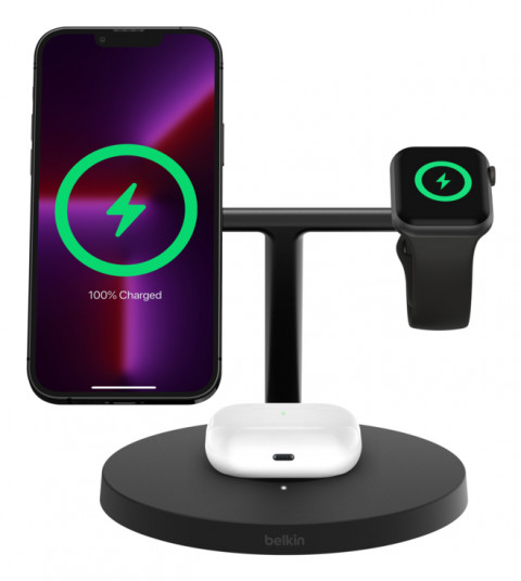 BELKIN BOOSTCHARGE PRO 3IN1 MAGSAFE 15W QI2,CZARNA - Galeria zdjęcie 6