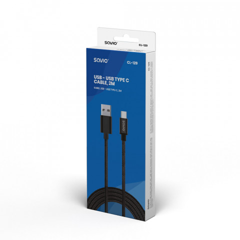 SAVIO KABEL USB - USB TYP C 2.1A, OPLOT, 2M CL-129 - Galeria zdjęcie 4