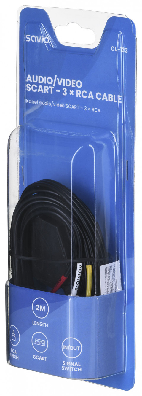 SAVIO KABEL AUDIO/VIDEO SCART – 3XRCA 2M CL-133 - Galeria zdjęcie 7