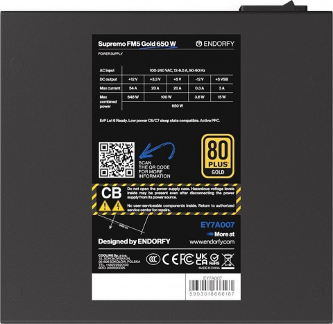 Zasilacz ENDORFY Supremo FM5 650W 80 Plus Gold (EY7A007) - Galeria zdjęcie 6