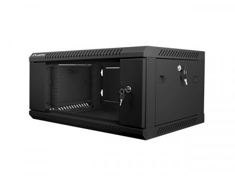 Lanberg szafa instalacyjna wisząca 19'' 4U 600x450mm czarna (drzwi szklane) - Galeria zdjęcie 2