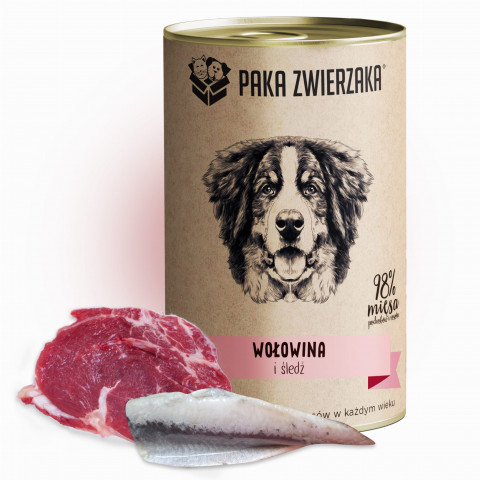 PAKA ZWIERZAKA Wołowina i śledź - mokra karma dla psa - 400g - Galeria zdjęcie 2