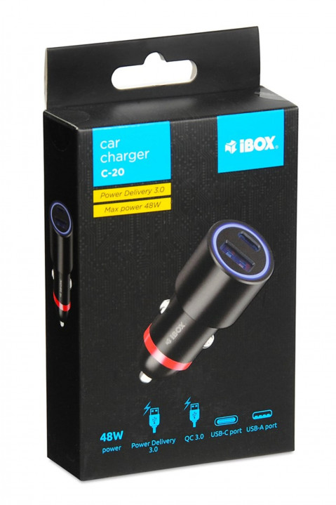 ŁADOWARKA SAMOCHODOWA I-BOX C-20 USB C+A 48W - Galeria zdjęcie 8