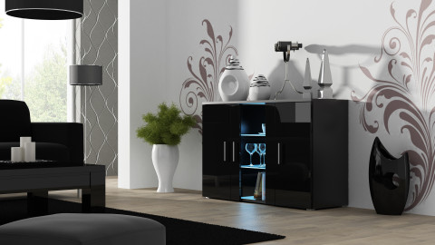 Komoda 120cm SOHO S7 czarny/ czarny połysk - Galeria zdjęcie 1