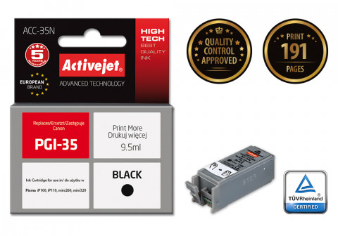 Activejet ACC-35N Tusz do drukarki Canon, Zamiennik Canon PGI-35; Supreme; 9,5 ml; czarny. - Galeria zdjęcie 2