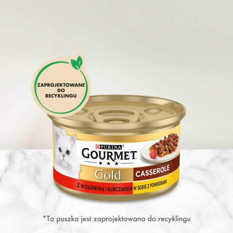GOURMET GOLD Wołowina z kurczakiem w sosie pomidorowym - mokra karma dla kota - 24x85 g - Galeria zdjęcie 5