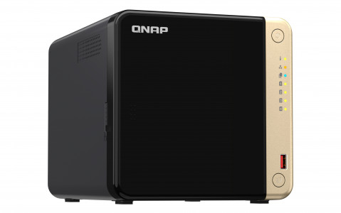 Qnap TS-464-8G, Tower, 4 x 2.5"/3.5" SATA , Intel Celeron N5105/N5095 4C/4T, 8 GB DDR4 onboard not expandable, 2 x 2.5GbE, optional 10GbE, External adapter (PSU) - Galeria zdjęcie 2