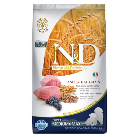 FARMINA N&D Ancestral Grain Lamb & Blueberry Puppy Medium & Maxi - sucha karma dla szczeniąt - 12kg - Galeria zdjęcie 1