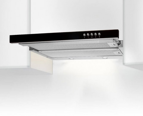 Okap podszafkowy teleskopowy AKPO WK-7 LIGHT GLASS 50 INOX CZARNY (500mm; kolor inox, front czarne szkło) - Galeria zdjęcie 4