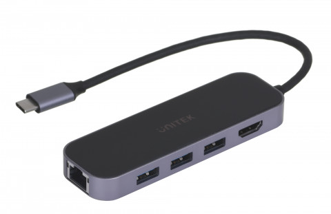 UNITEK HUB USB-C 3.1, RJ-45,3XUSB-A,HDMI,4K,PD100W - Galeria zdjęcie 1