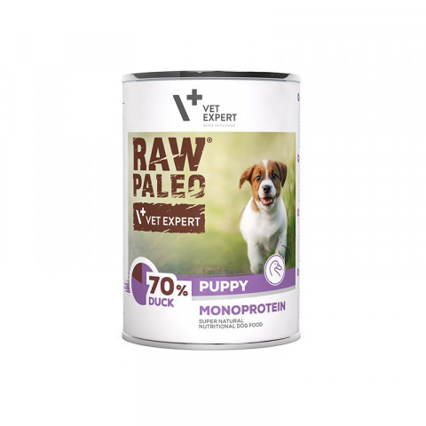 VET EXPERT Raw Paleo Puppy Monoprotein Kaczka - mokra karma dla szczeniąt - 400g - Galeria zdjęcie 1