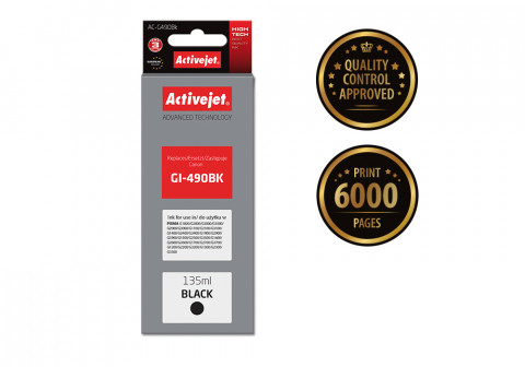 Activejet AC-G490Bk Tusz do drukarki Canon, Zamiennik Canon GI-490BK; Supreme; 135 ml; 6000 stron, czarny. - Galeria zdjęcie 2