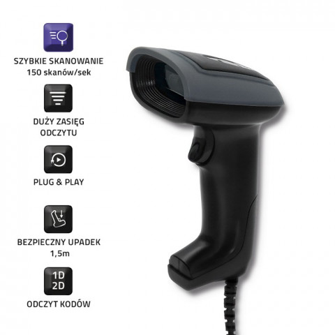 QOLTEC CZYTNIK KODÓW KRESKOWYCH 1D I 2D | USB - Galeria zdjęcie 5