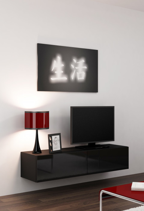 Szafka RTV VIGO '140' 30/140/40 czarny/czarny poł - Galeria zdjęcie 1