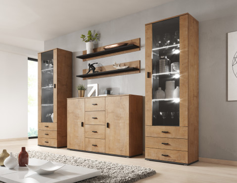 Witryna SOHO S1 dąb lefkas+ czarny - Galeria zdjęcie 8