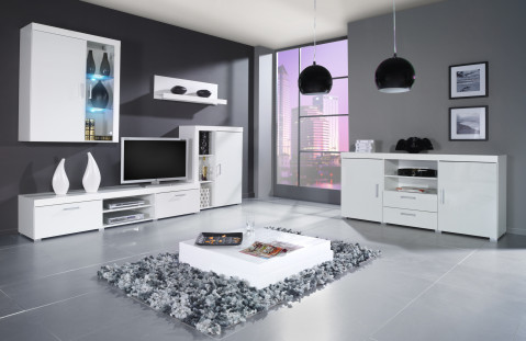 Witryna wisząca SAMBA (Unit 4) biały/biały połysk - Galeria zdjęcie 3