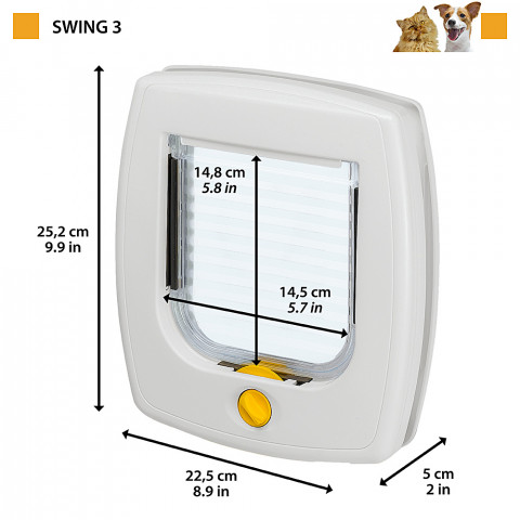 FERPLAST Swing 3 Brązowe - drzwiczki dla psa i kota - 22,5x5x25,2 cm - Galeria zdjęcie 2