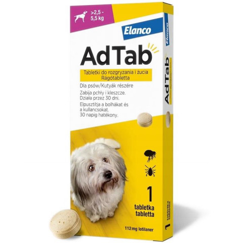 ELANCO AdTab Tabletka na pchły i kleszcze dla psa (>2,5-5,5kg) - 3x(1x 112mg) - Galeria zdjęcie 8