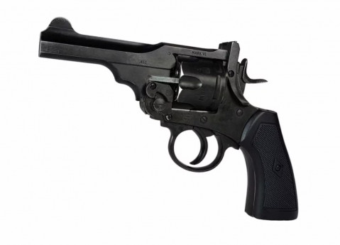 Rewolwer WEBLEY MKVI .455 Police kal.5,5 mm Diabolo łuski 6-strzał. lufa 4" CO2 Battlefield Ekp do17J - Galeria zdjęcie 3