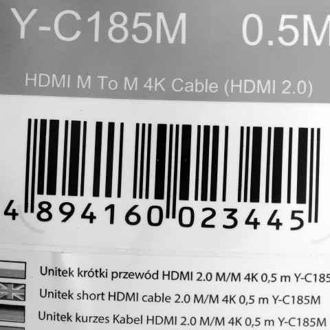 UNITEK KABEL HDMI 2.0 M/M 4K 60HZ, 0,5M, Y-C185M - Galeria zdjęcie 2