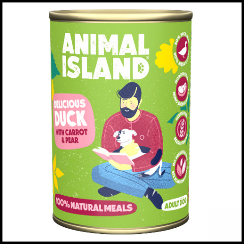 ANIMAL ISLAND Kaczka z prosem i marchewką - mokra karma dla psa - 400g - Galeria zdjęcie 1