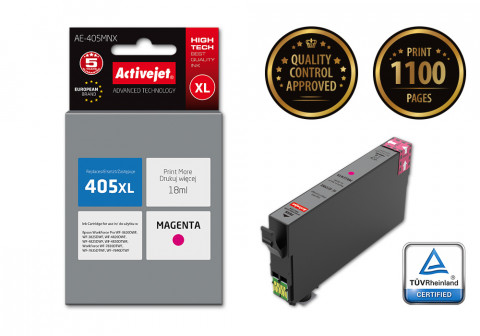 Activejet AE-405MNX Tusz do drukarki Epson, Zamiennik Epson 405XL C13T05H34010; Supreme; 18 ml; purpurowy. - Galeria zdjęcie 2