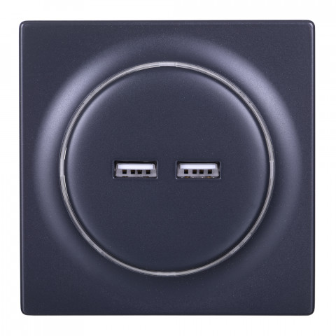 FIBARO Gniazdo USB Walli N USB Outlet antracyt - Galeria zdjęcie 1