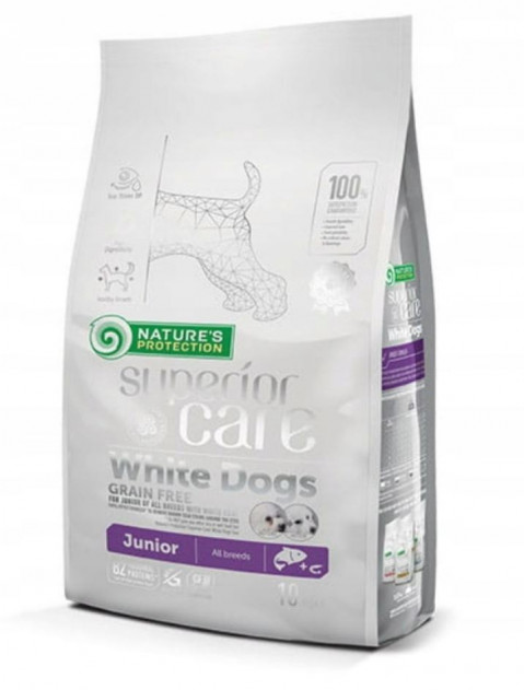 NATURE'S PROTECTION Superior Care White Dogs Grain Free Junior Łosoś - sucha karma dla psa - 10kg - Galeria zdjęcie 1