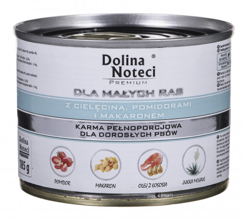 DOLINA NOTECI Premium dla małych ras z Cielęciną, pomidorami i makaronem - mokra karma dla psa - 185 g - Galeria zdjęcie 1